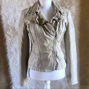 Free People Grey Leather Moto Jacket-4